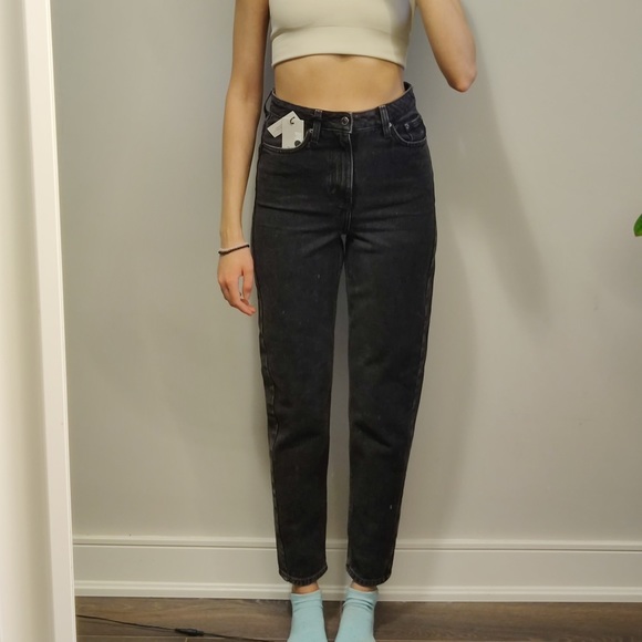 NWT Top Shop Moto Mom Jeans in washed black W26L32 - Picture 2 of 13